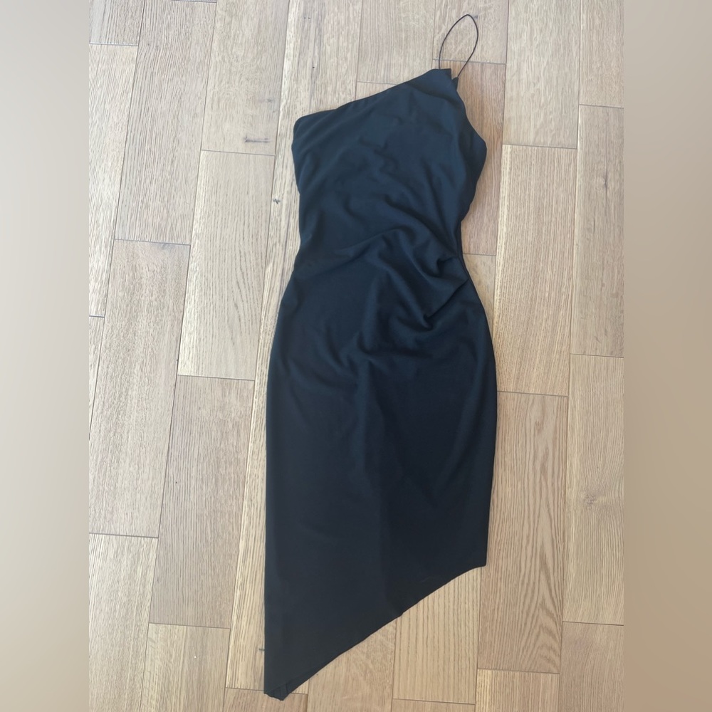 BLACK ASYMMETRICAL BEC + BRIDGE DRESS - LIKE NEW